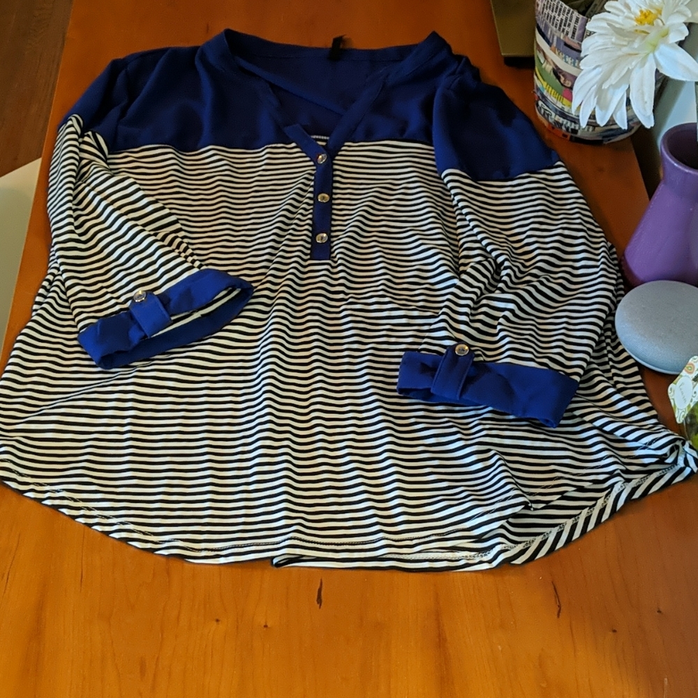 Ashley Blue Striped Top